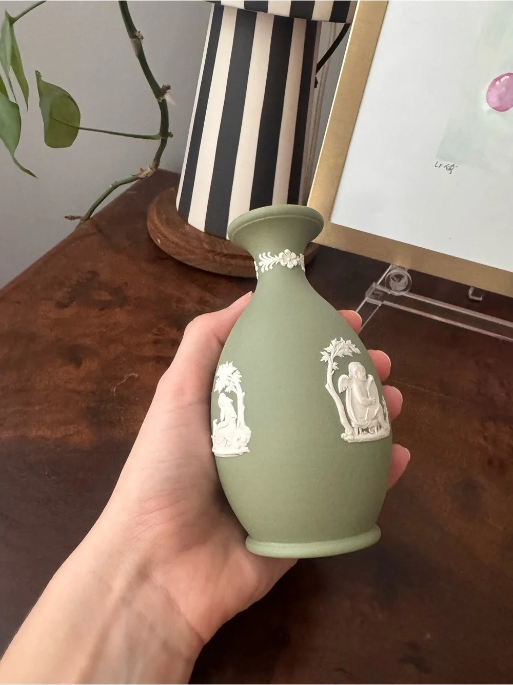 Wedgwood jasperware sage green vase
